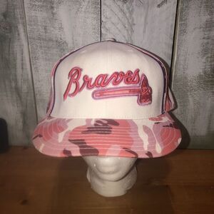 ATLANTA BRAVES Vtg Pink Camo Fitted American Needle Cooperstown Collection 7 7/8
